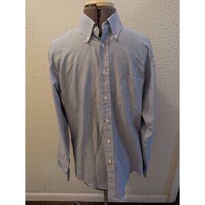 Men's Charles Foster Blue Button Down Long Sleeve Shirt 15.5/33 Size Medium